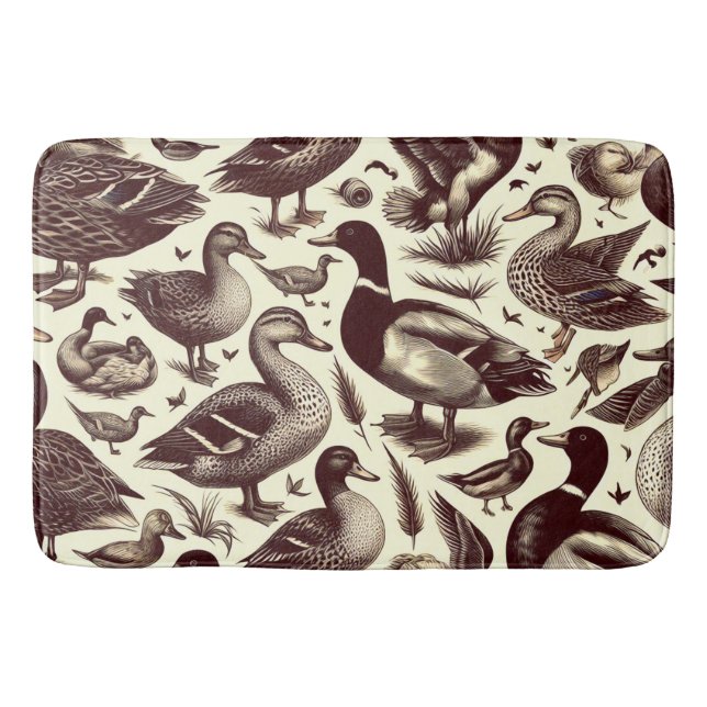 Tapis De Bain Motif de canard vintage et d'oie (Devant)