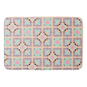 Tapis De Bain Motif de carreaux géométriques pastel   Rose Menth