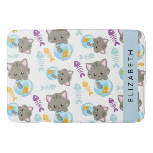 Tapis De Bain Motif De Chats, Chats Mignons, Chatons, Votre Nom