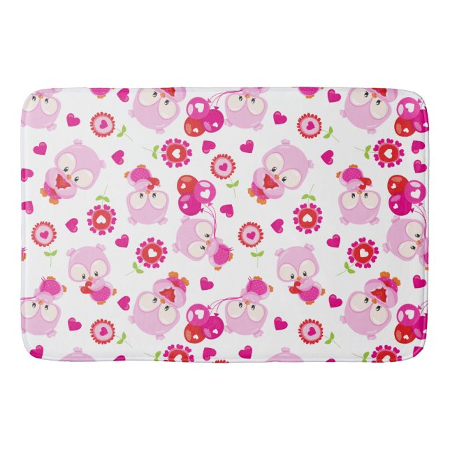 Tapis De Bain Motif De Chouettes, Chouettes Mignonnes, Chouettes (Devant)