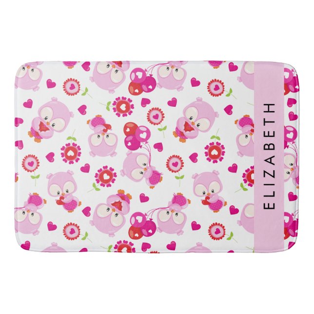 Tapis De Bain Motif De Chouettes, Chouettes Mignonnes, Chouettes (Devant)
