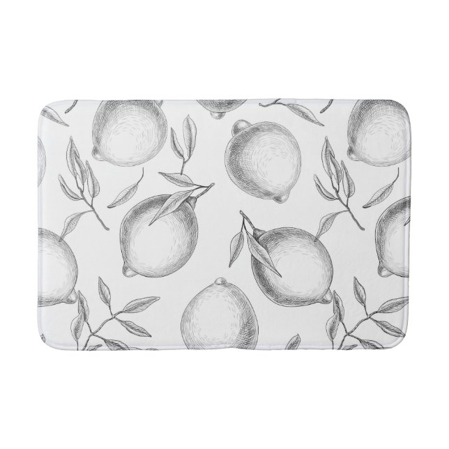 Tapis De Bain Motif de citron dessiné à la main (Devant)