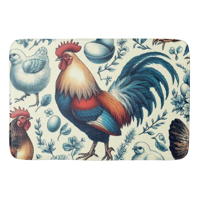 Tapis De Bain Motif de coq de ferme Retro (Devant)