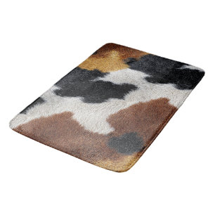 Tapis De Bain Motif de cuir de vache noir, marron blanc
