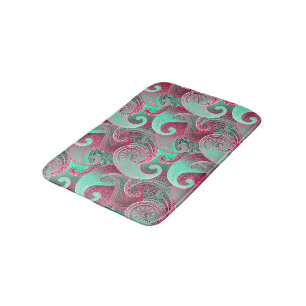 Tapis De Bain Motif de Damas de rose profond et de rose profonde