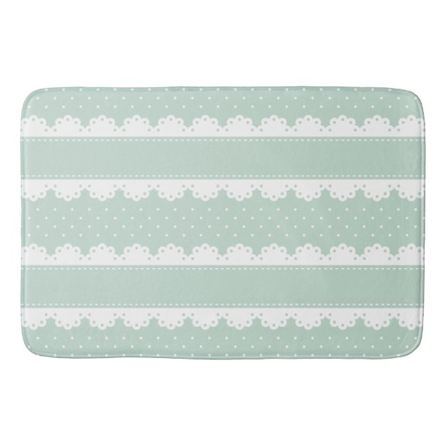 Tapis De Bain Motif de dentelle blanche à la menthe traditionnel (Devant)