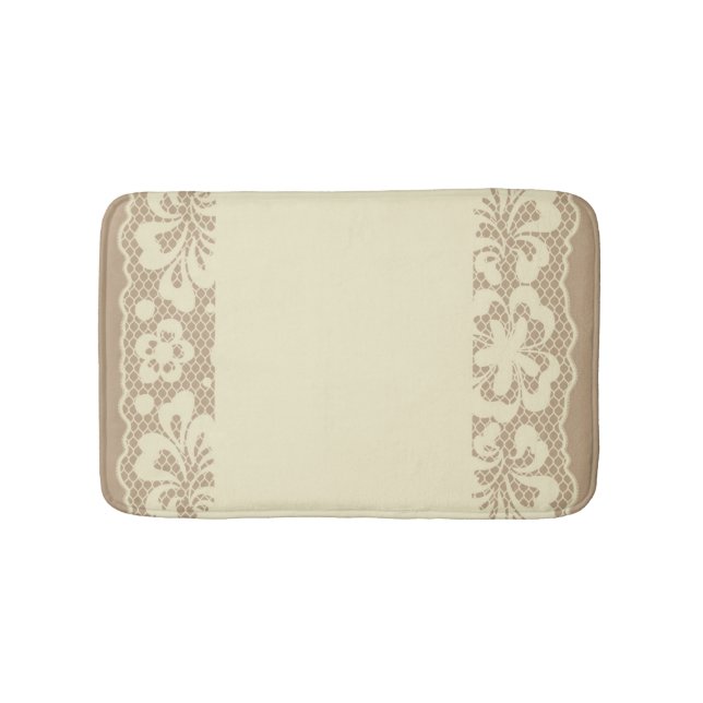 Tapis De Bain Motif de dentelle, cru 7 de fleur (Devant)