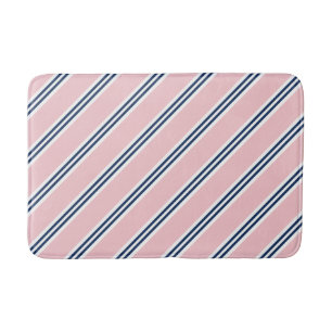 Tapis De Bain Motif de des bandes de preppy rose et bleu