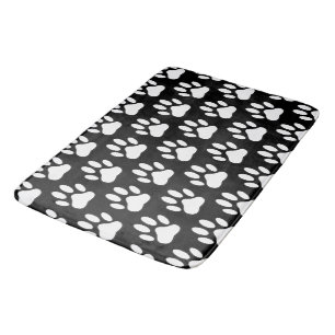 Tapis De Bain Motif de dessin Empreinte de patte blanc