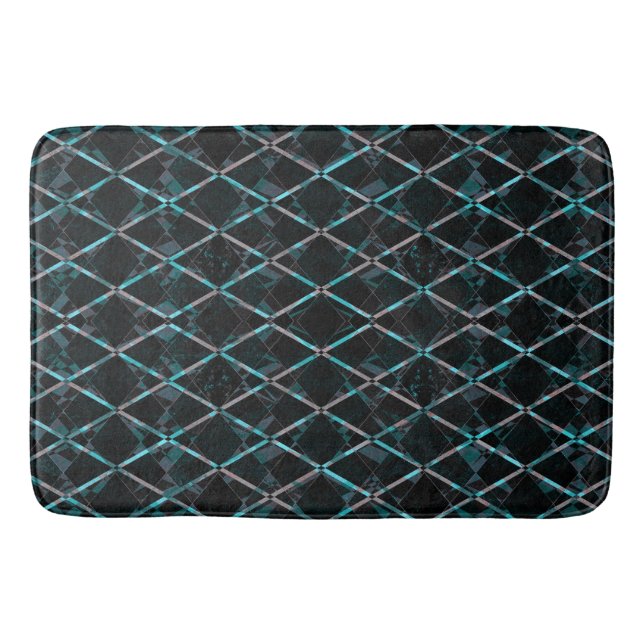 Tapis De Bain Motif de diamant à texture bleue (Devant)