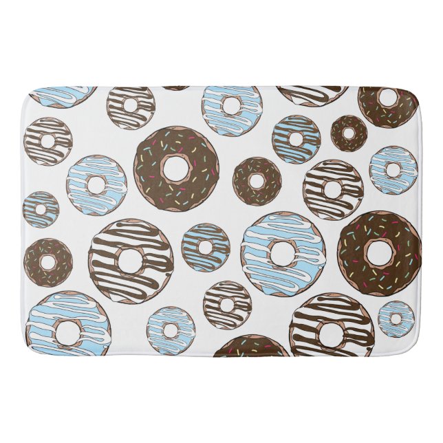 Tapis De Bain Motif De Donuts, Donuts Bleus, Donuts Brown (Devant)