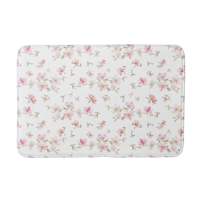Tapis De Bain Motif de fleur rose mou d'aquarelle (Devant)