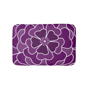 Tapis De Bain Motif de fleurs abstraites violet foncé