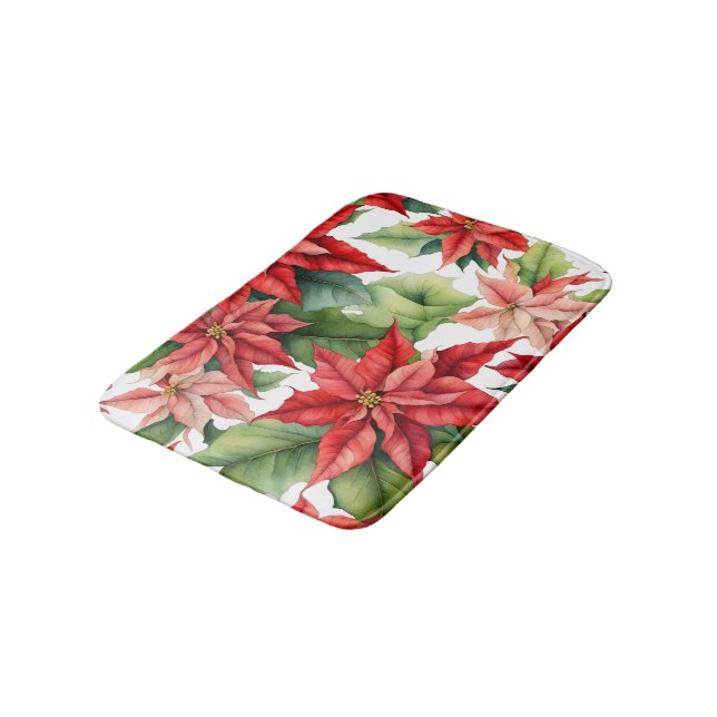 Tapis De Bain Motif de fleurs de Poinsettia (Angle)