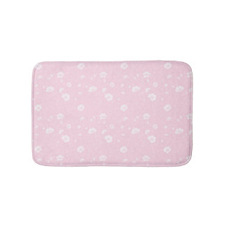 Tapis De Bain Motif de fleurs sauvages rose et blanc atténué