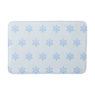Tapis De Bain Motif de flocon de neige bleu givré Art de style a
