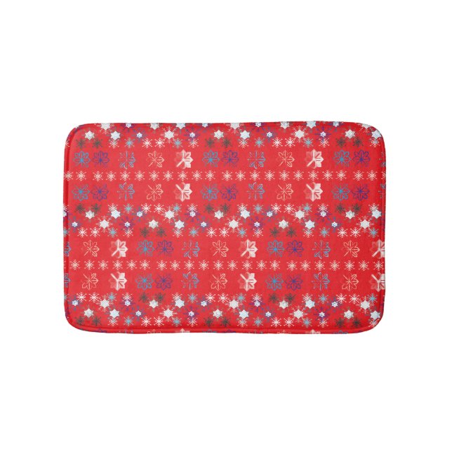 Tapis De Bain Motif de flocon de neige moderne Red Christmas (Devant)