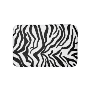 Tapis De Bain Motif de fourrure noir et blanc Zebra