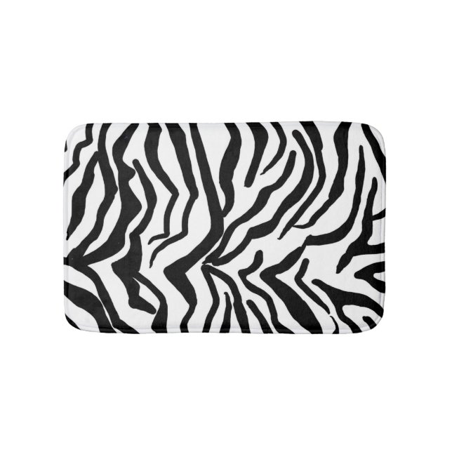 Tapis De Bain Motif de fourrure noir et blanc Zebra (Devant)