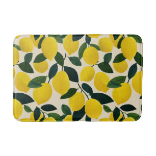 Tapis De Bain Motif de fruits d'agrumes Citrons d'été Méditerran