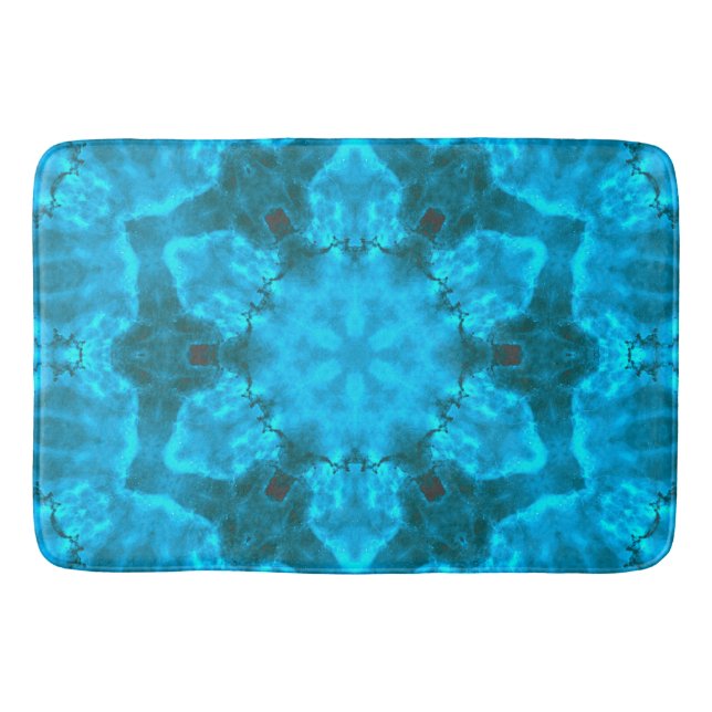 Tapis De Bain Motif de kaléidoscope bleu glace givrée (Devant)