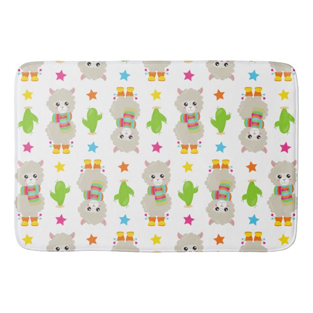 Tapis De Bain Motif De Llamas, Cute Llamas, Alpacas, Cactus (Devant)