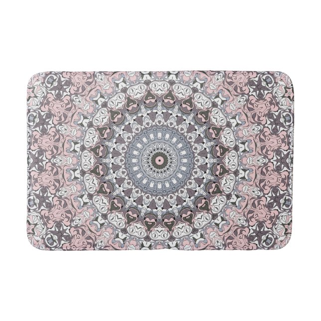 Tapis De Bain Motif de mandala rose et blanc (Devant)