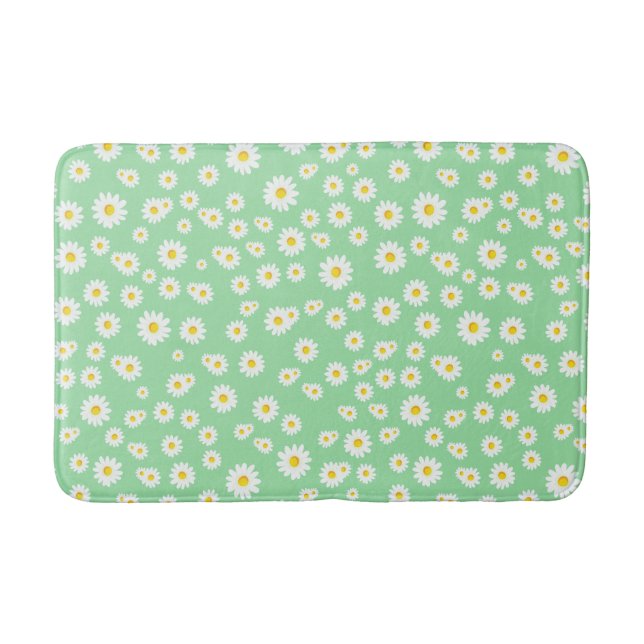 Tapis De Bain Motif de marguerites de printemps de Boho vert (Devant)