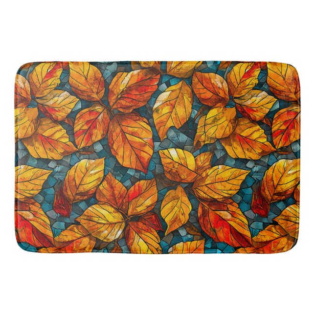 Tapis De Bain Motif de mosaïque d'automne (Devant)