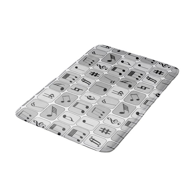 Tapis De Bain Motif de notes de musique géométrique monochrome é (Angle)