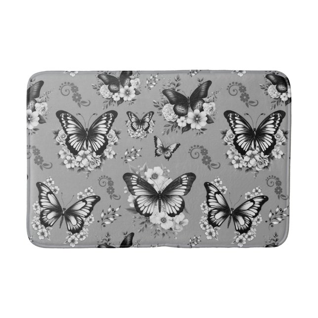 Tapis De Bain Motif de papillon gris (Devant)