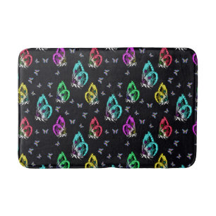 Tapis De Bain Motif de papillon noir coloré