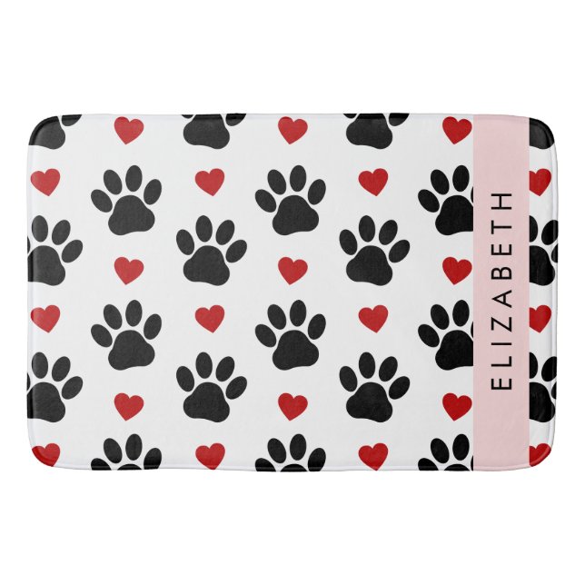 Tapis De Bain Motif De Pâtes, Pâtes Noires, Coeurs Rouges, Votre (Devant)