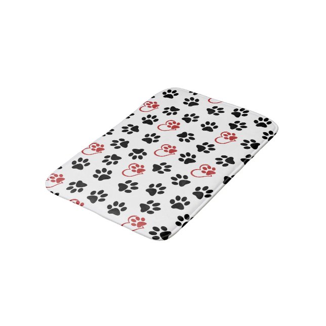 Tapis De Bain Motif De Pâtes, Pâtes Noires, Pâtes Rouges, Coeurs (Angle)