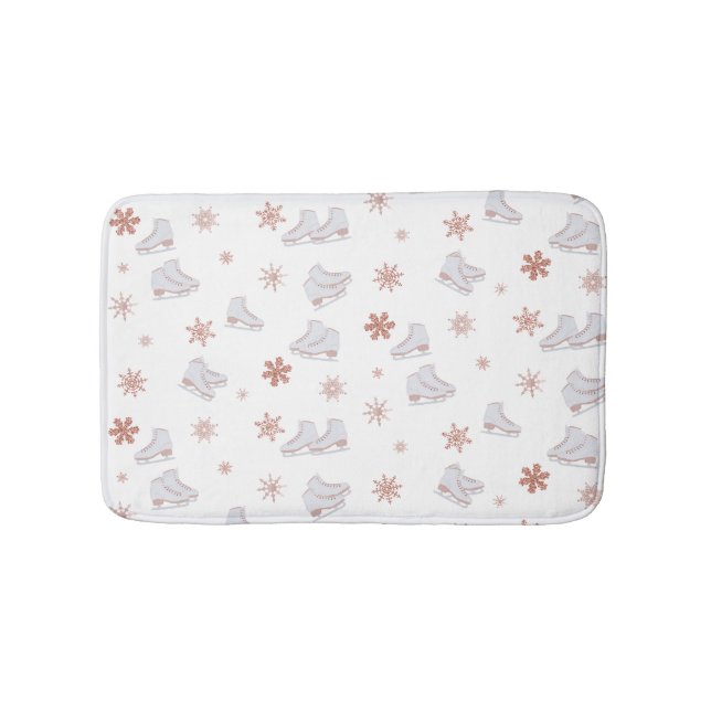 Tapis De Bain Motif de patinage rose Gold Glace Skates Blush Pin (Devant)