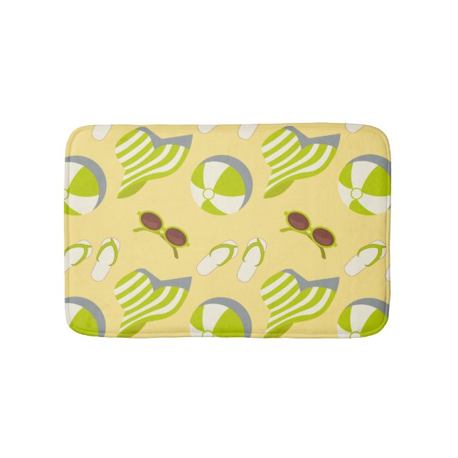 Tapis De Bain Motif de plage avec lunettes de soleil et casquett (Devant)