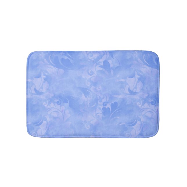 Tapis De Bain Motif de plume Abstrait en bleu périphérique (Devant)