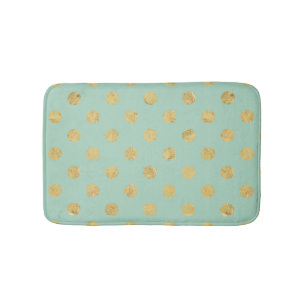 Tapis De Bain Motif de point élégant de polka de feuille d'or