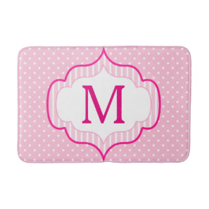 Tapis De Bain Motif de point fait sur commande rose Girly de