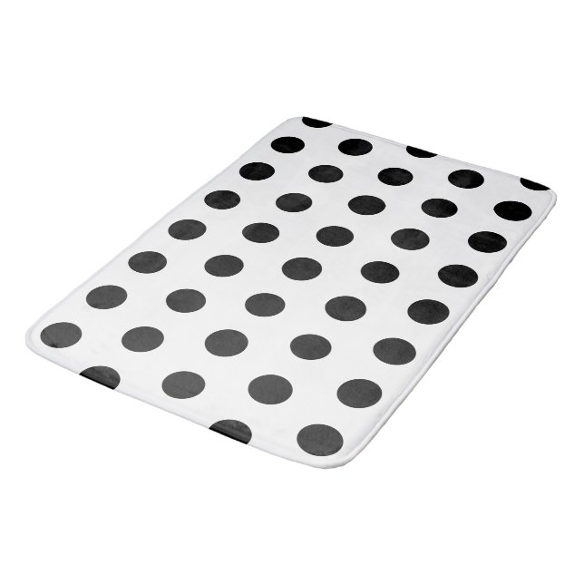 Tapis De Bain Motif de points blancs et noirs (Angle)