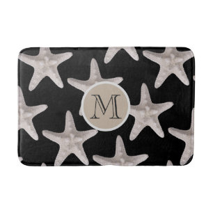 Tapis De Bain Motif de poisson étoilé noir Monogramme beige no