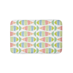 Tapis De Bain Motif de poisson rayé moderne coloré