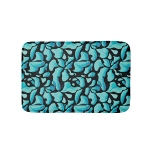 Tapis De Bain Motif de répétition feuille bleue
