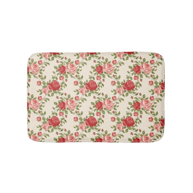 Tapis De Bain Motif de roses shabby chic vintage (Devant)