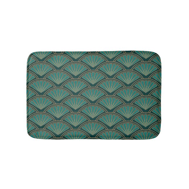 Tapis De Bain Motif de style Art déco en vert turquoise (Devant)