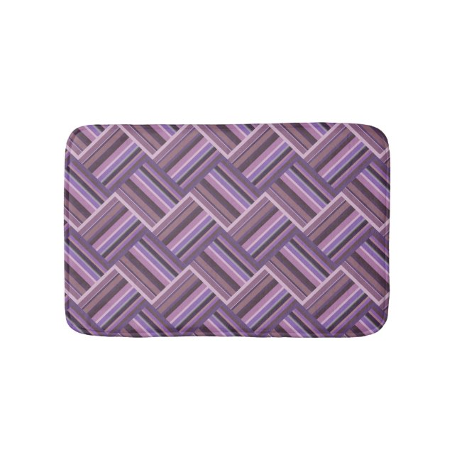 Tapis De Bain Motif de tissage diagonale rayures mauve (Devant)