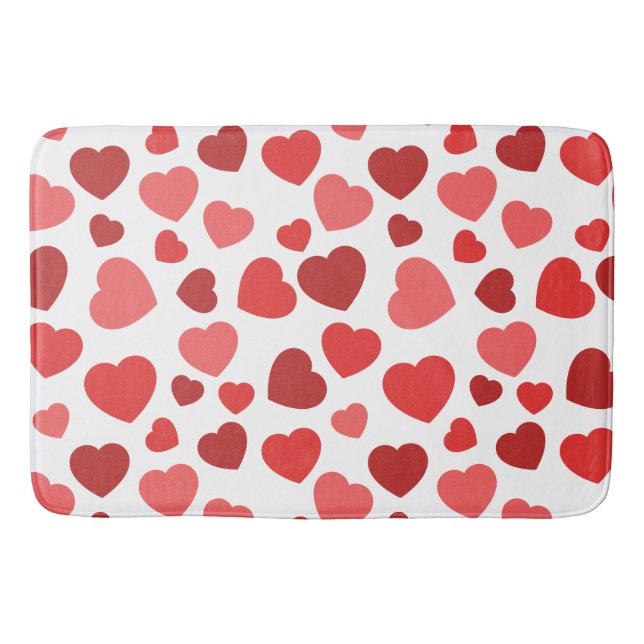 Tapis De Bain Motif Des Coeurs, Coeurs Rouges, Motif Des Coeurs (Devant)