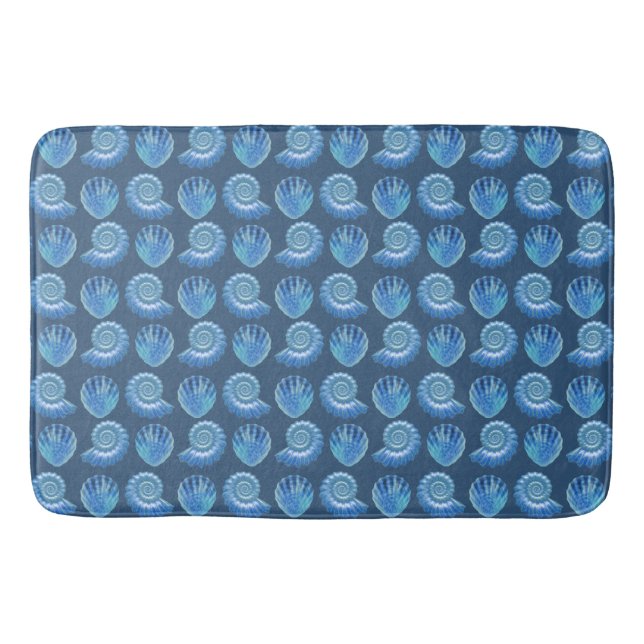 Tapis De Bain Motif des coquilles de mer orange bleu brillant (Devant)