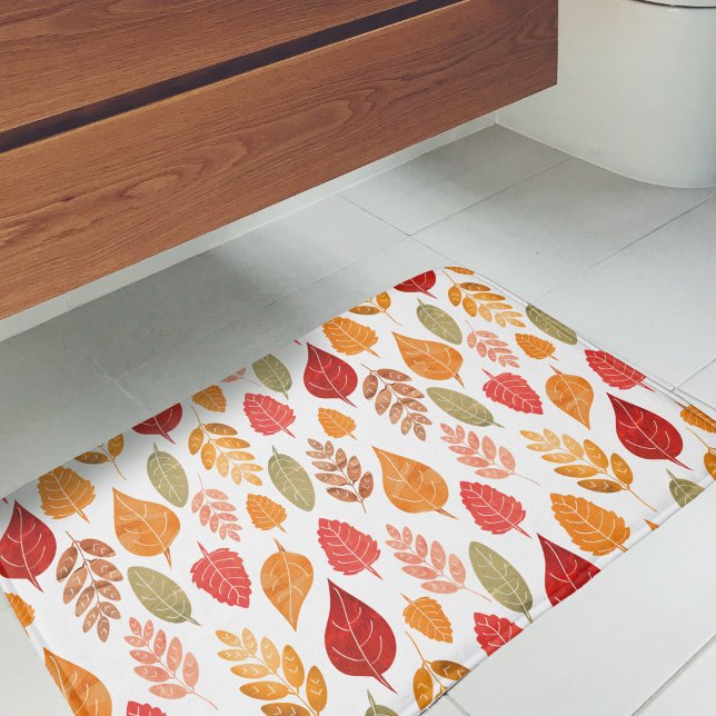 Tapis De Bain Motif des feuilles d'automne peintes (Autumn Leaves Pattern Bath Mat)