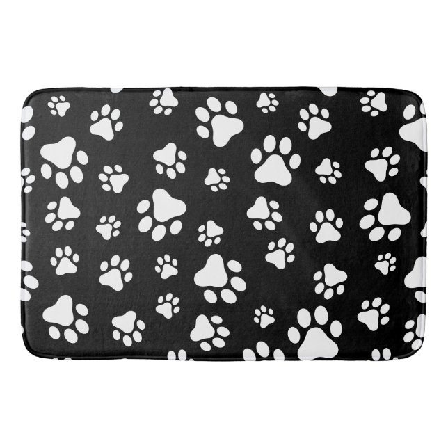 Tapis De Bain Motif des pattes, Empreintes de pattes, noir et bl (Devant)